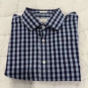 Todd Snyder Shirt Mens 18 34/35 Blue Check Long Sleeve Button Up Cotton Preppy